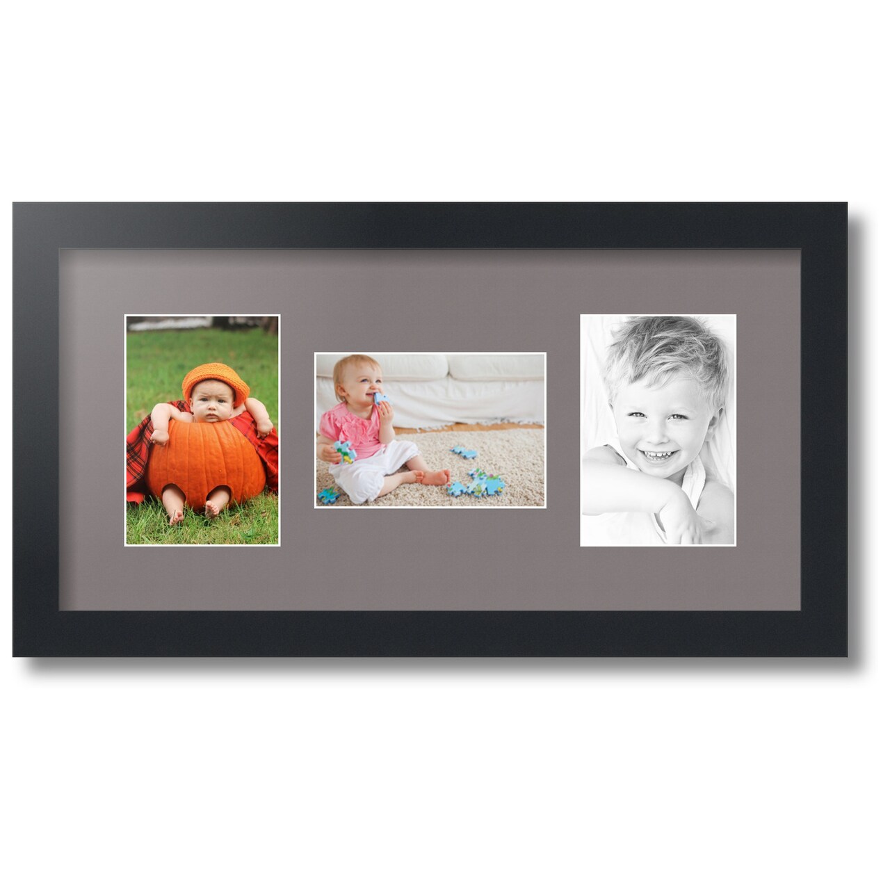 ArtToFrames Collage Photo Picture Frame with 3 - 4x6 inch Openings, Framed in Black with Over 62 Mat Color Options and Regular Glass (CSM-3926-113)